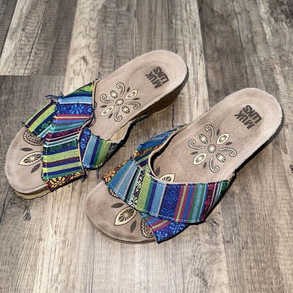 Muk Luk Women’s Slip On Multicolor Cork Sandals No Size - Picture 3 of 4